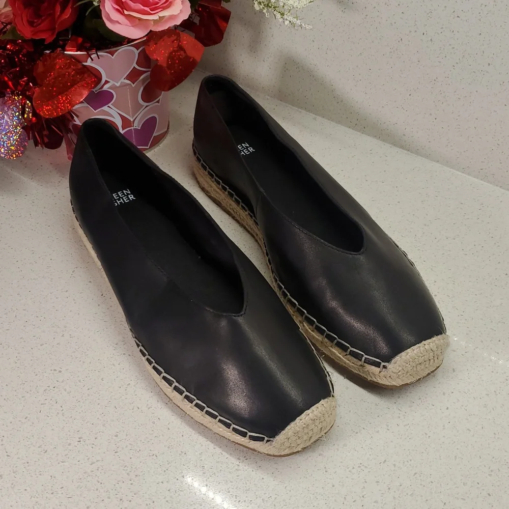 EILEEN FISHER Black Espadrille Flats (sz 9)